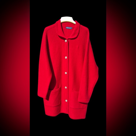 Karen Scott Vintage Y2K 100% Red Wool Cardigan Sweater, Made in Australia - Picture 1 of 5